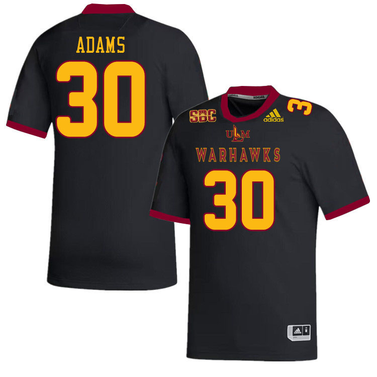 #30 Ameyr Adams Louisiana-Monroe Warhawks College Football Jerseys Stitched-Black